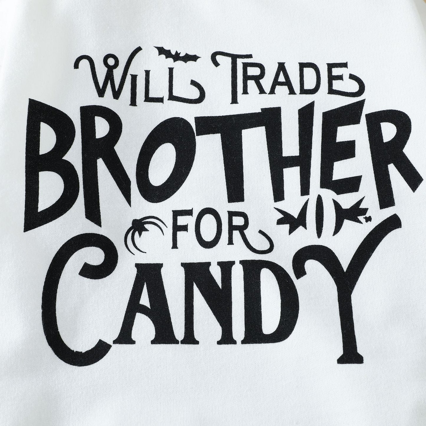 Baby Kid Girls Boys Letters Print Halloween Rompers Wholesale