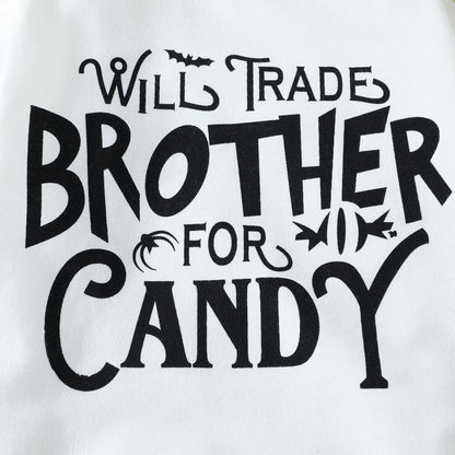 Baby Kid Girls Boys Letters Print Halloween Rompers Wholesale