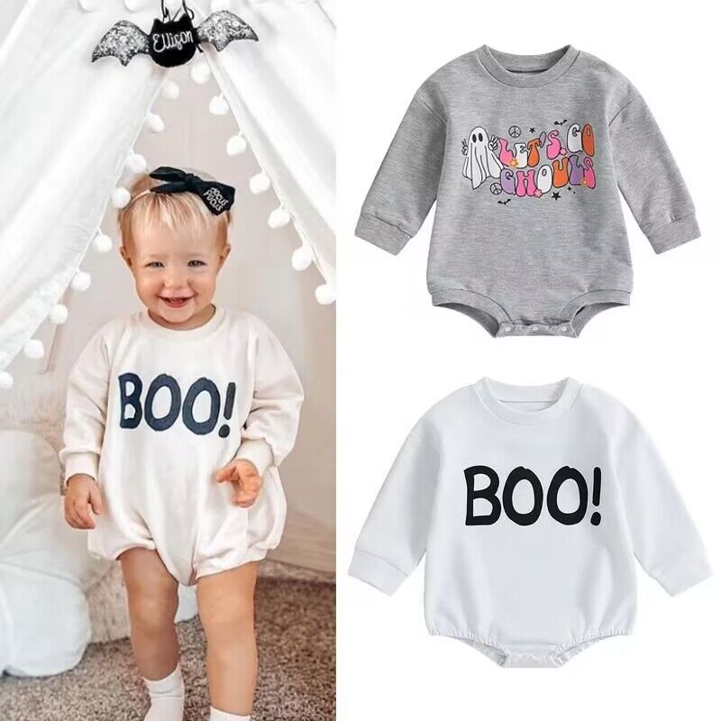 Baby Girls Boys Letters Flower Cartoon Halloween Rompers