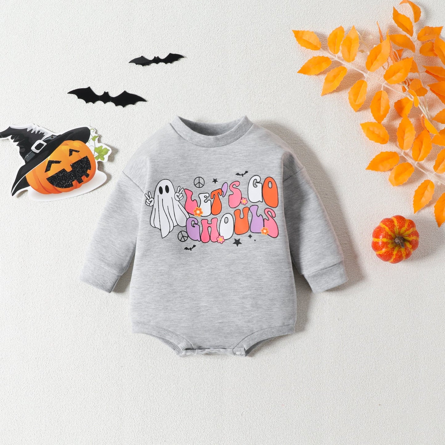 Baby Girls Boys Letters Flower Cartoon Halloween Rompers