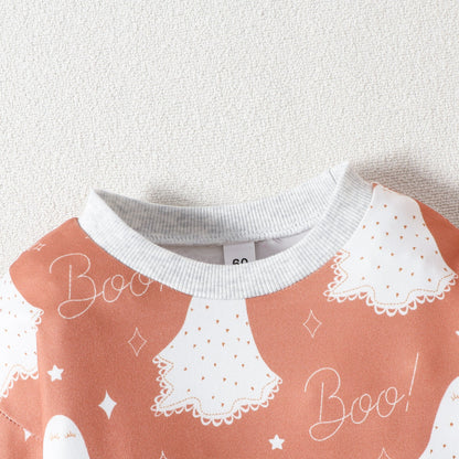 Baby Girls Boys Letters Color-blocking Print Halloween Rompers