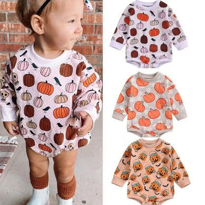 Baby Kid Girls Flower Cartoon Print Halloween Rompers
