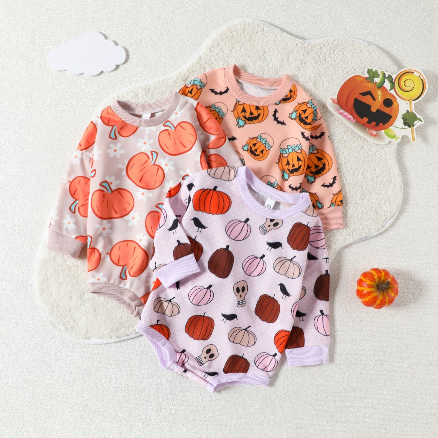 Baby Kid Girls Flower Cartoon Print Halloween Rompers