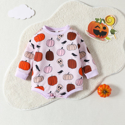 Baby Kid Girls Flower Cartoon Print Halloween Rompers