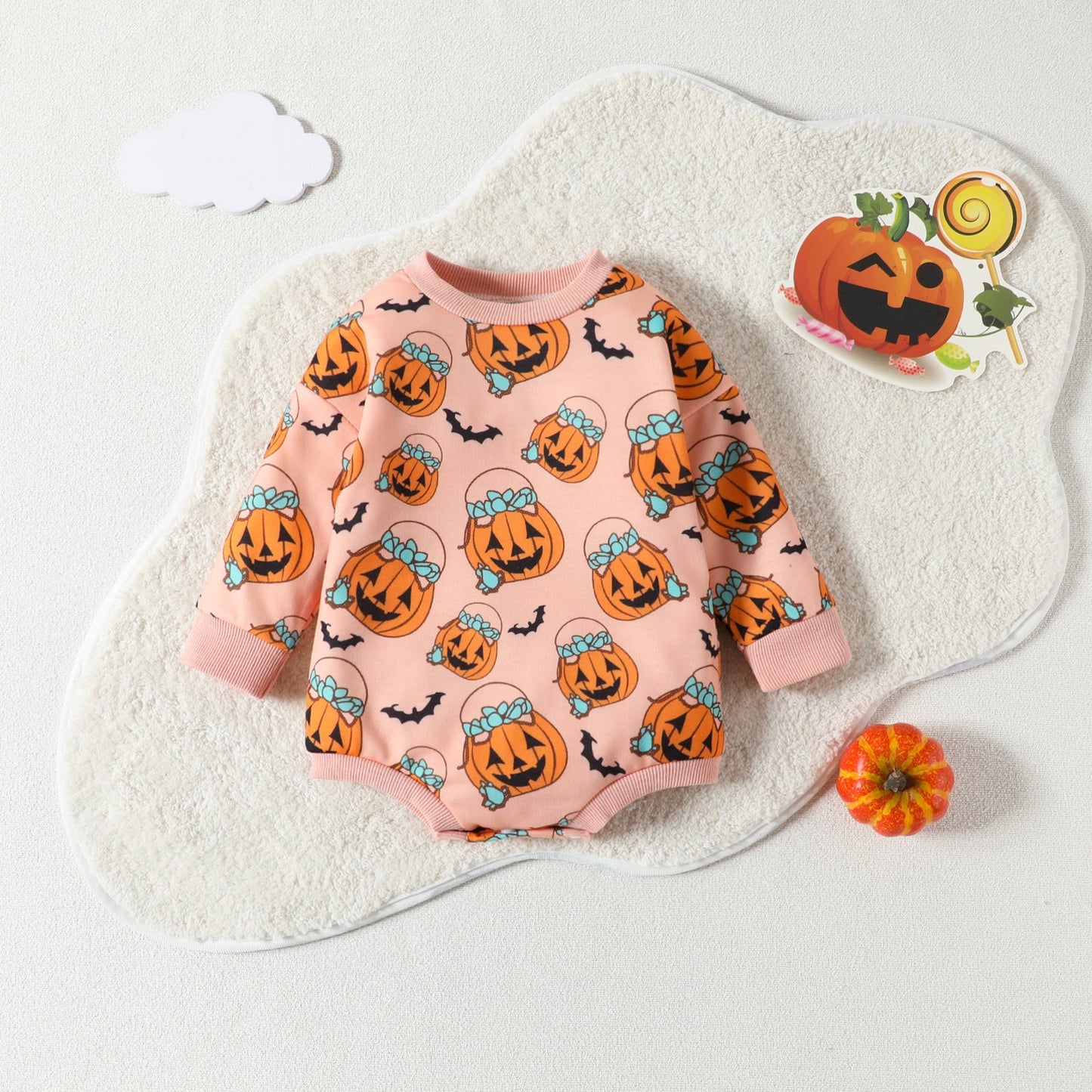 Baby Kid Girls Flower Cartoon Print Halloween Rompers