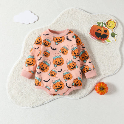 Baby Kid Girls Flower Cartoon Print Halloween Rompers