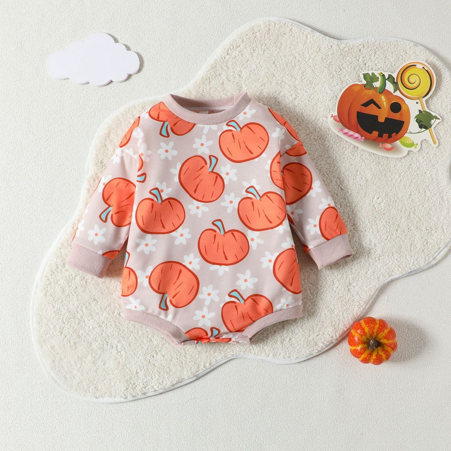 Baby Kid Girls Flower Cartoon Print Halloween Rompers