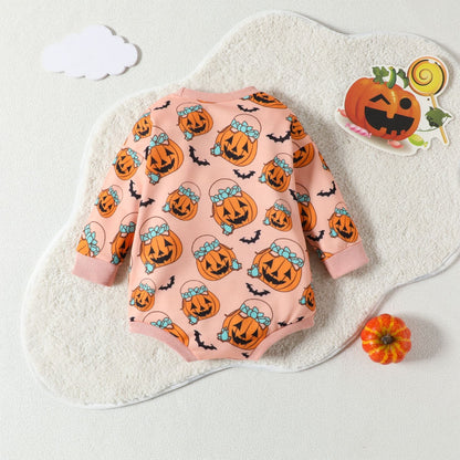 Baby Kid Girls Flower Cartoon Print Halloween Rompers