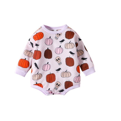 Baby Kid Girls Flower Cartoon Print Halloween Rompers