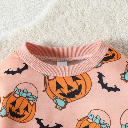 Baby Kid Girls Flower Cartoon Print Halloween Rompers