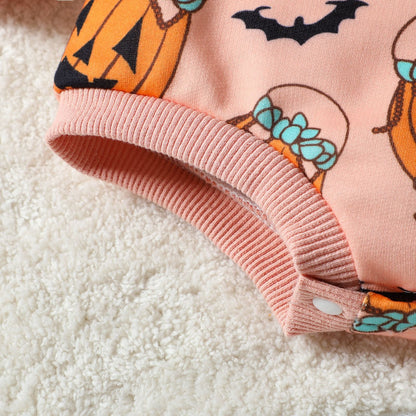 Baby Kid Girls Flower Cartoon Print Halloween Rompers