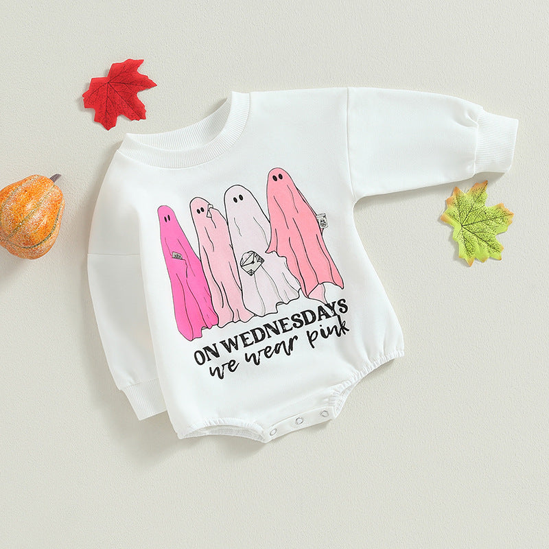 Baby Girls Letters Cartoon Print Halloween Rompers