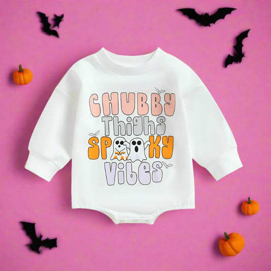 Baby Girls Letters Cartoon Print Halloween Rompers