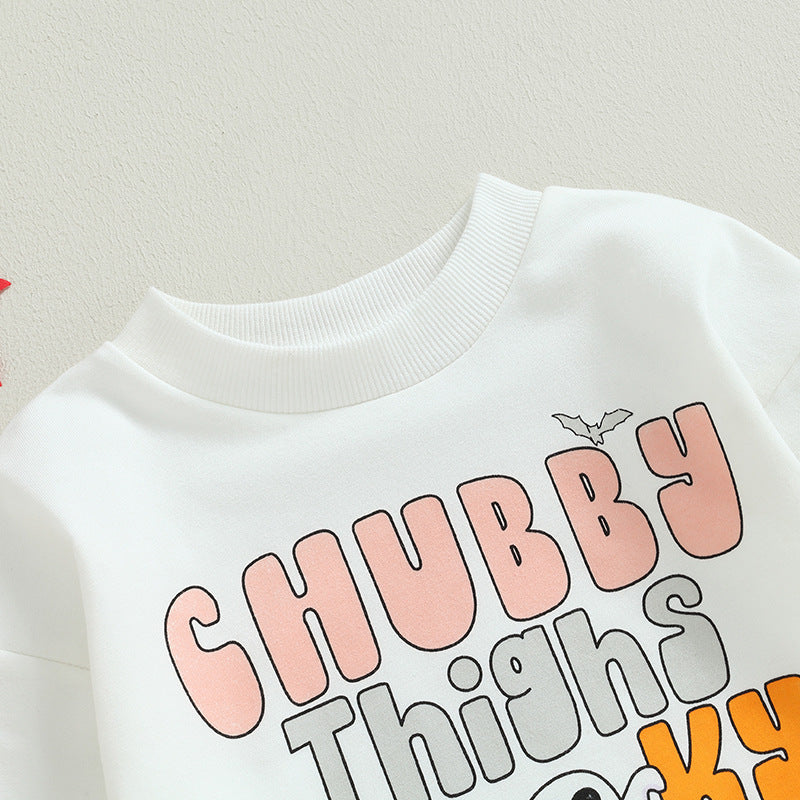 Baby Girls Letters Cartoon Print Halloween Rompers