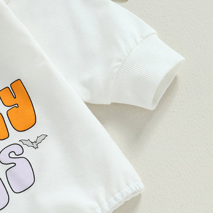 Baby Girls Letters Cartoon Print Halloween Rompers