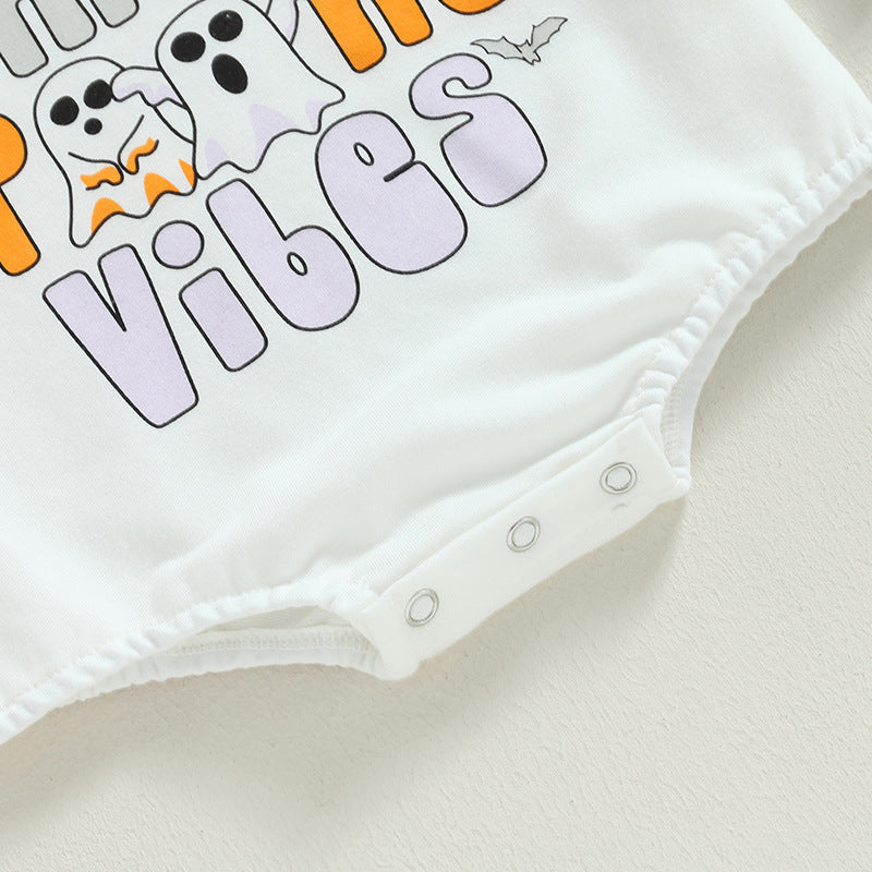 Baby Girls Letters Cartoon Print Halloween Rompers