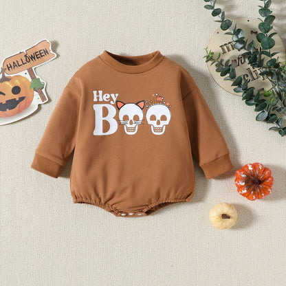 Baby Unisex Letters Print Halloween Rompers