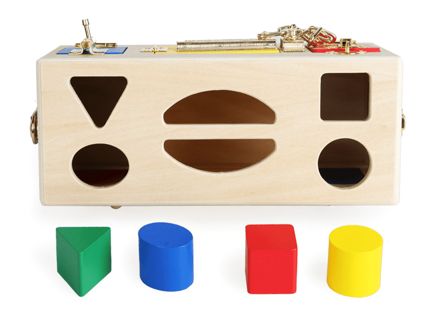 Educational Shape Lock Box Wooden Toy for Preschool Kids