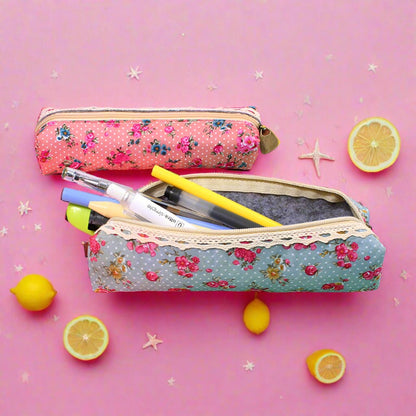 Canvas Retro Flower Dot Pen Bag Pencil Bag