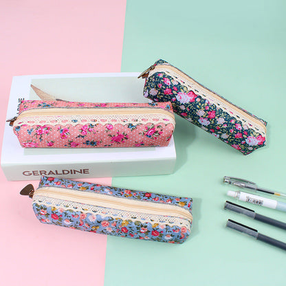 Canvas Retro Flower Dot Pen Bag Pencil Bag