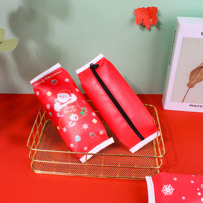 Leather Cartoon Christmas Pencil Case