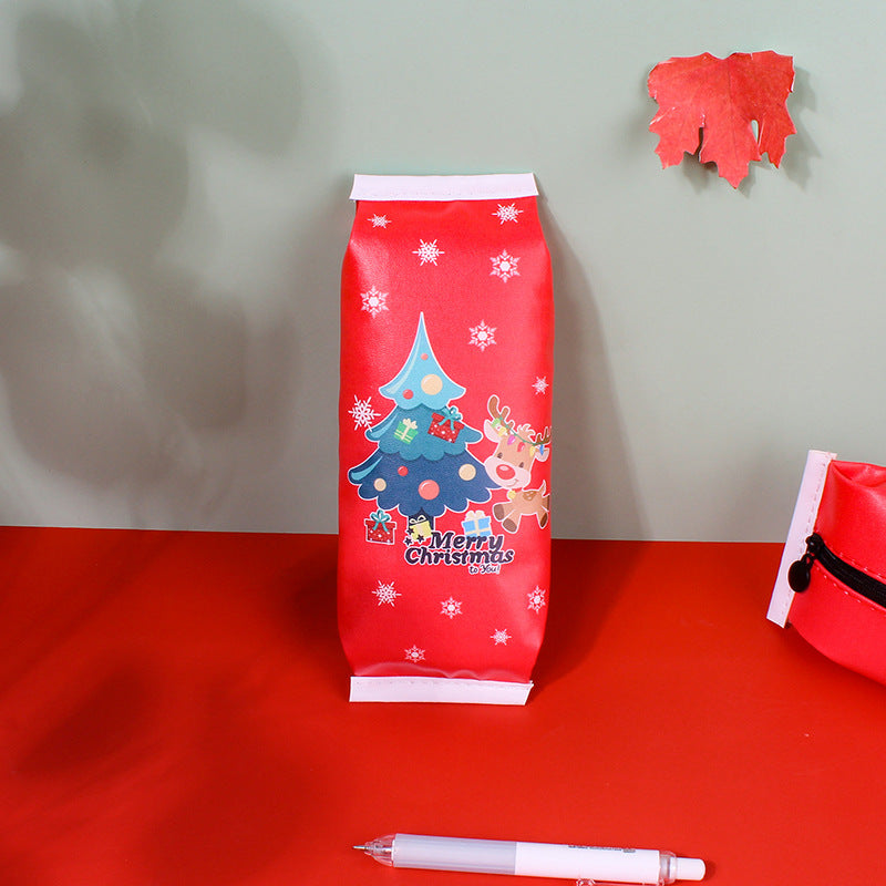 Leather Cartoon Christmas Pencil Case