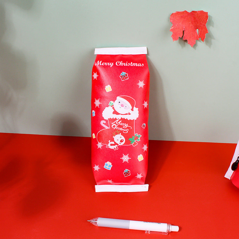 Leather Cartoon Christmas Pencil Case