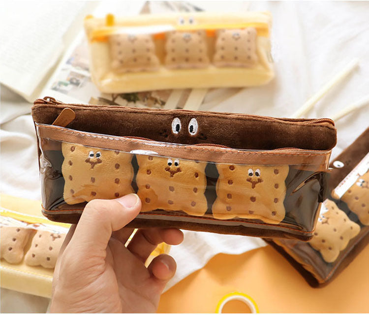 Double Layer Snack Sandwich Cookies Plush Pencil Bag