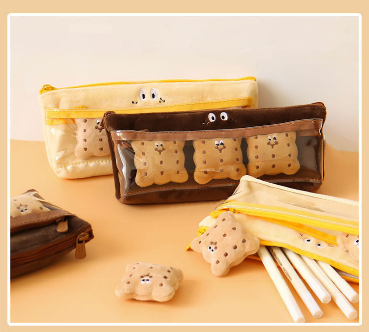Double Layer Snack Sandwich Cookies Plush Pencil Bag
