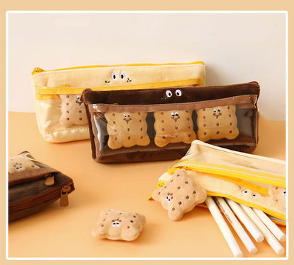 Double Layer Snack Sandwich Cookies Plush Pencil Bag