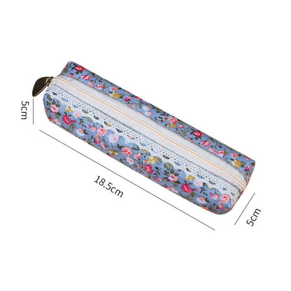 Canvas Retro Flower Dot Pen Bag Pencil Bag