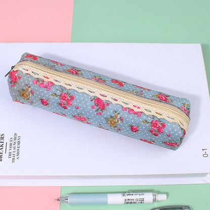 Canvas Retro Flower Dot Pen Bag Pencil Bag