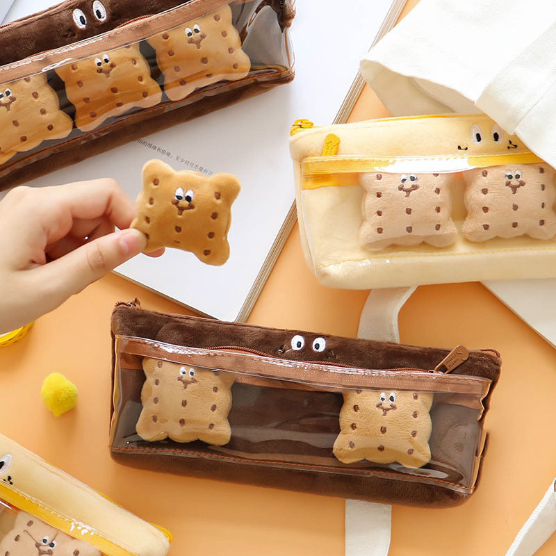Double Layer Snack Sandwich Cookies Plush Pencil Bag