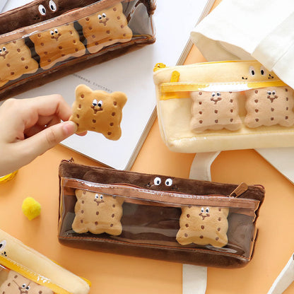 Double Layer Snack Sandwich Cookies Plush Pencil Bag