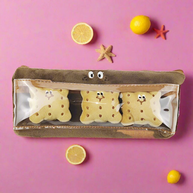 Double Layer Snack Sandwich Cookies Plush Pencil Bag