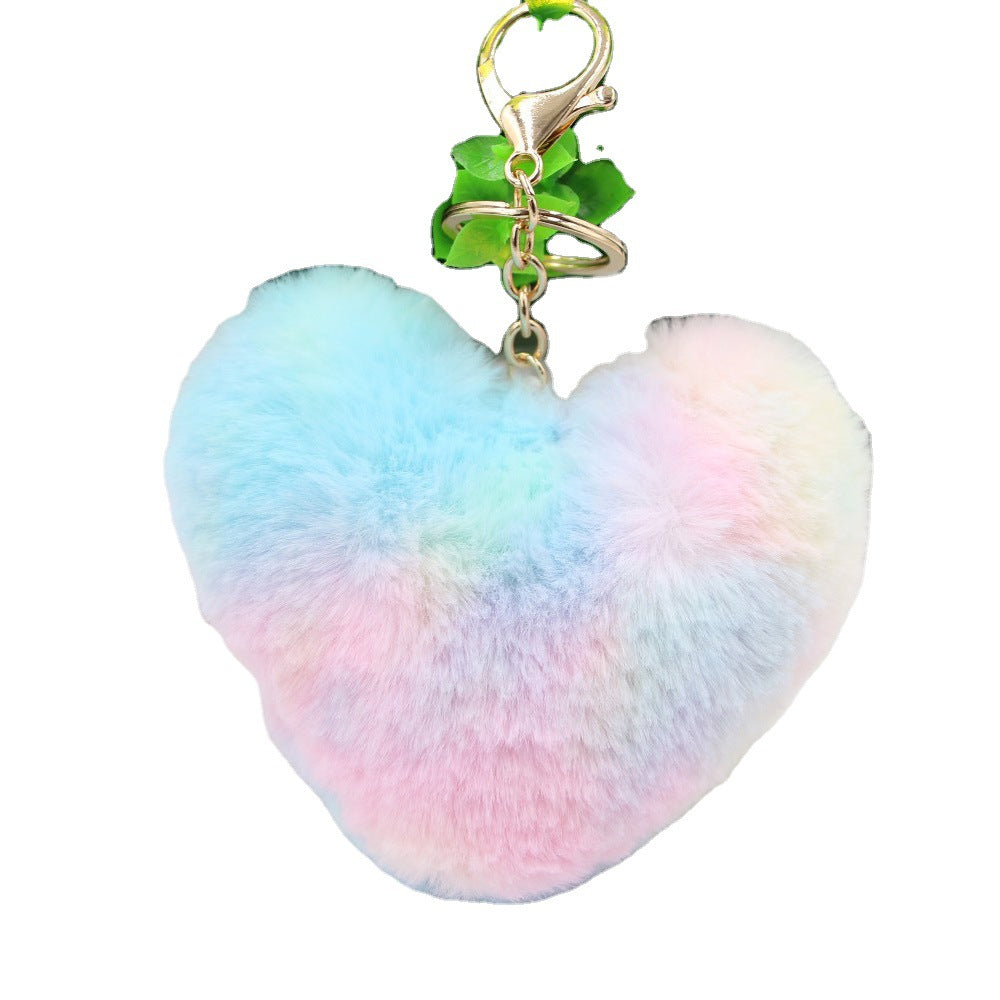 Color Love Cute Fur Ball Plush Key Chain
