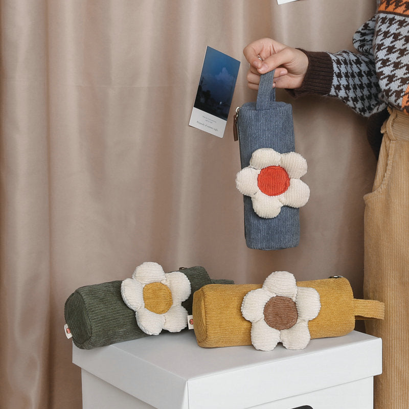 Corduroy Daisy Pencil Bag