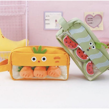 Cartoon Fruit and Vegetable Canvas Pencil Bag