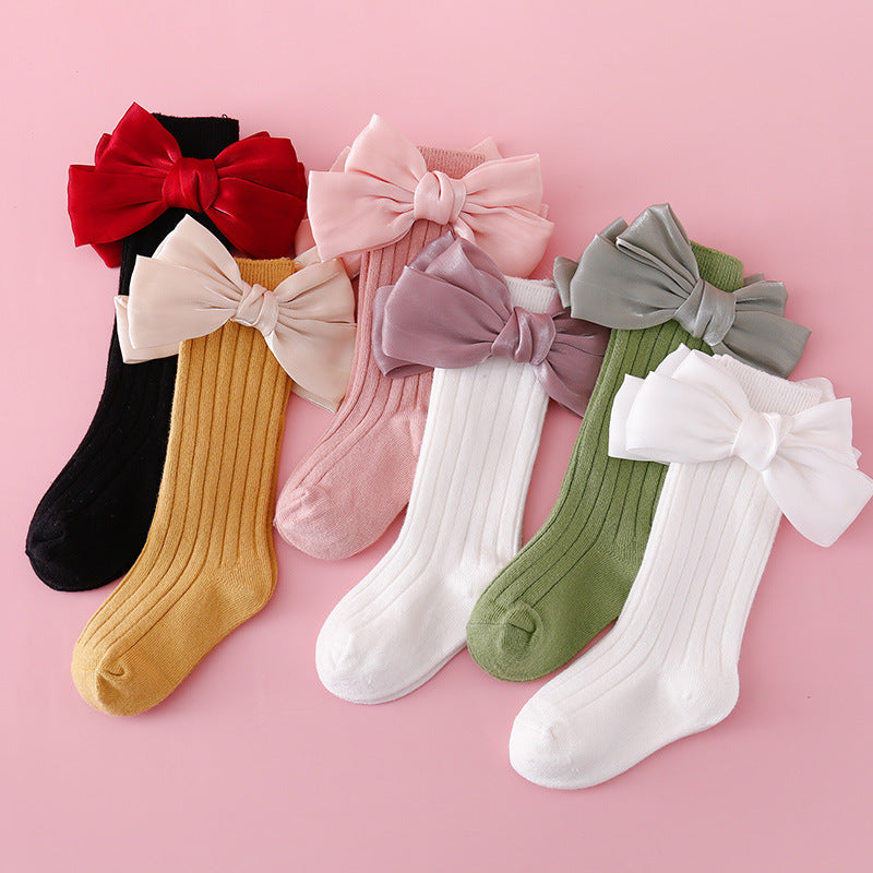 Baby Kid Girls Solid Color Bow Accessories Socks Wholesale