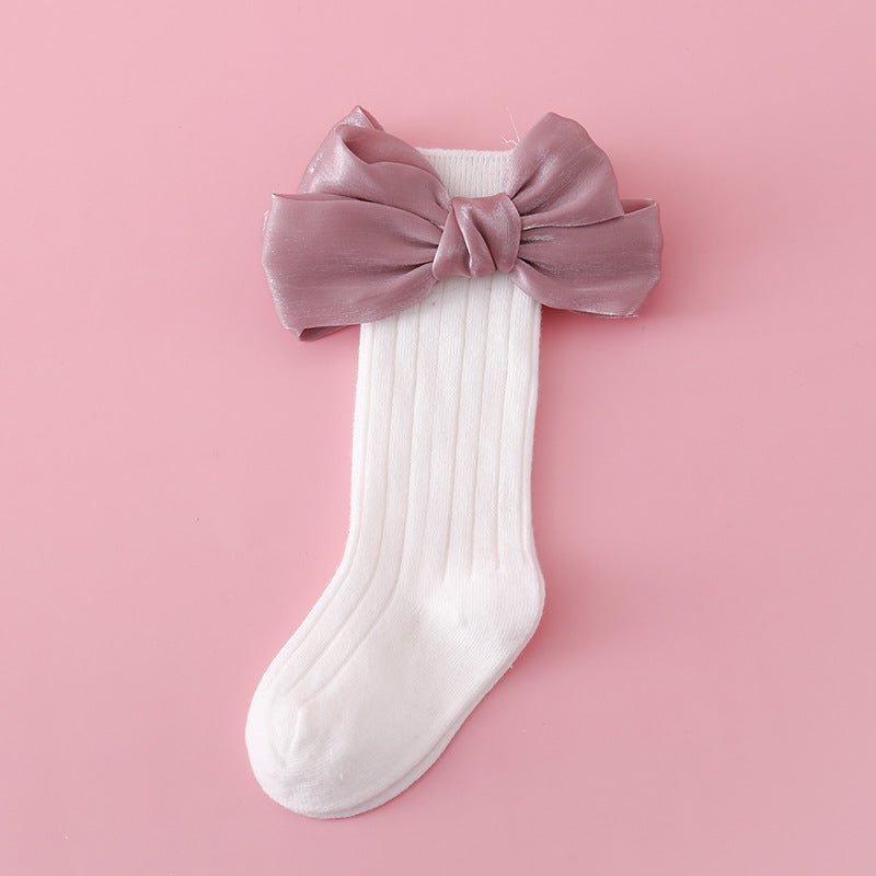 Baby Kid Girls Solid Color Bow Accessories Socks Wholesale