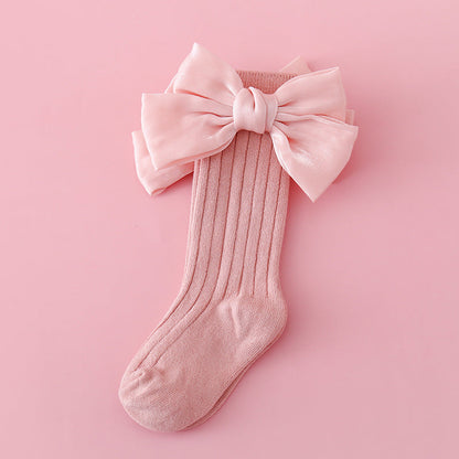 Baby Kid Girls Solid Color Bow Accessories Socks Wholesale