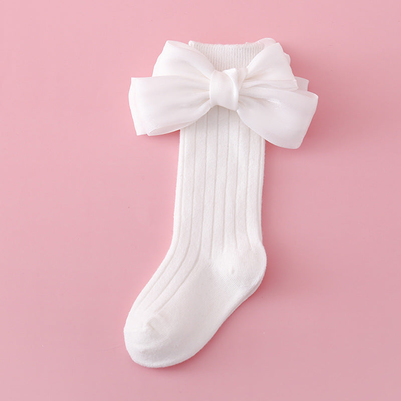Baby Kid Girls Solid Color Bow Accessories Socks Wholesale