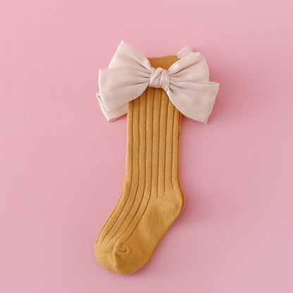 Baby Kid Girls Solid Color Bow Accessories Socks Wholesale