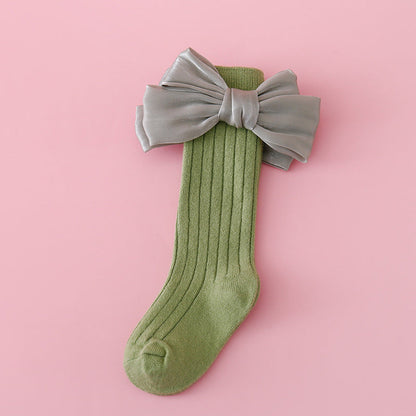 Baby Kid Girls Solid Color Bow Accessories Socks Wholesale