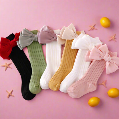 Baby Kid Girls Solid Color Bow Accessories Socks Wholesale