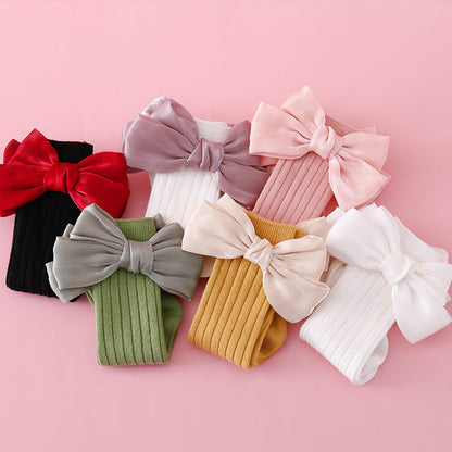 Baby Kid Girls Solid Color Bow Accessories Socks Wholesale