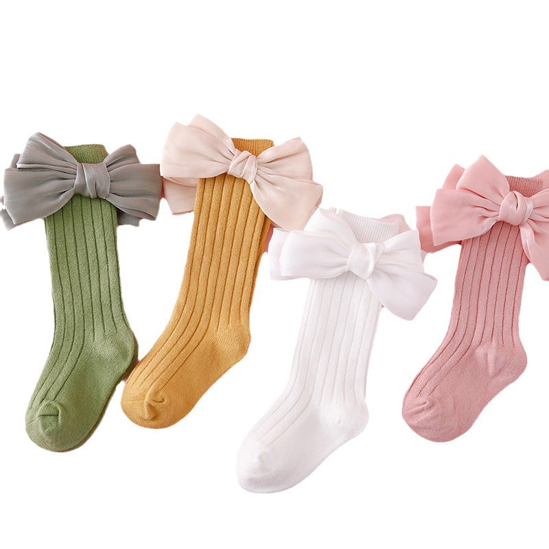 Baby Kid Girls Solid Color Bow Accessories Socks Wholesale