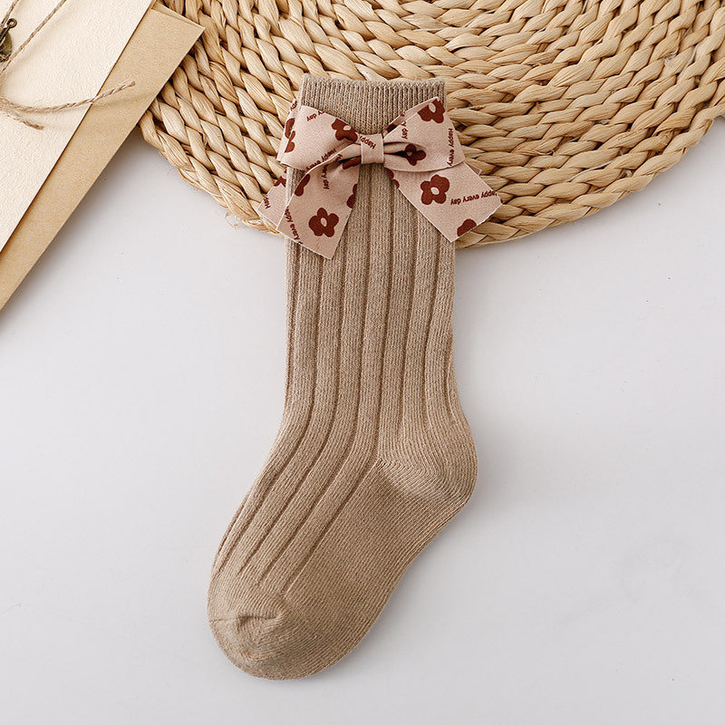 Baby Kid Girls Solid Color Bow Accessories Socks