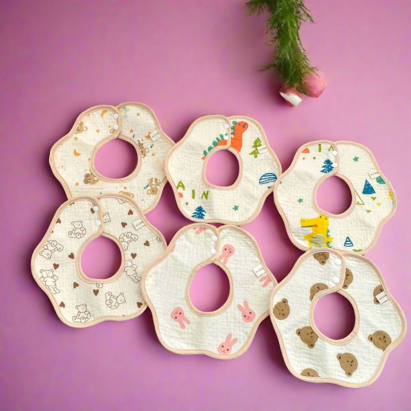 Baby Girls Boys Flower Cartoon Print Baby Bibs