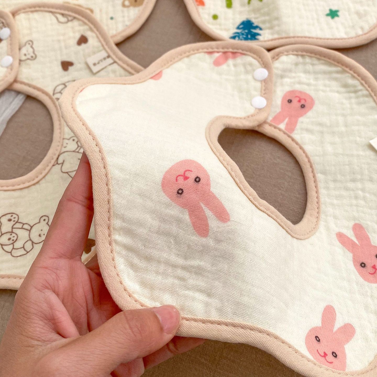 Baby Girls Boys Flower Cartoon Print Baby Bibs